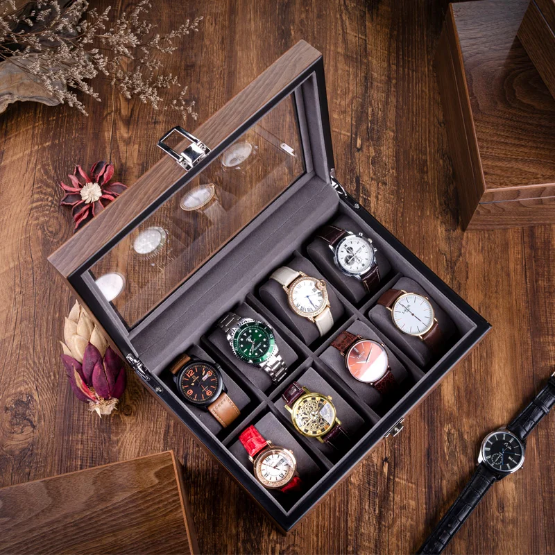 Walnut Wood Watch Box Storage Case Large Mechanical Watch Boxes Organizer Bracelet Jewelry Watches Display Collection Accessory