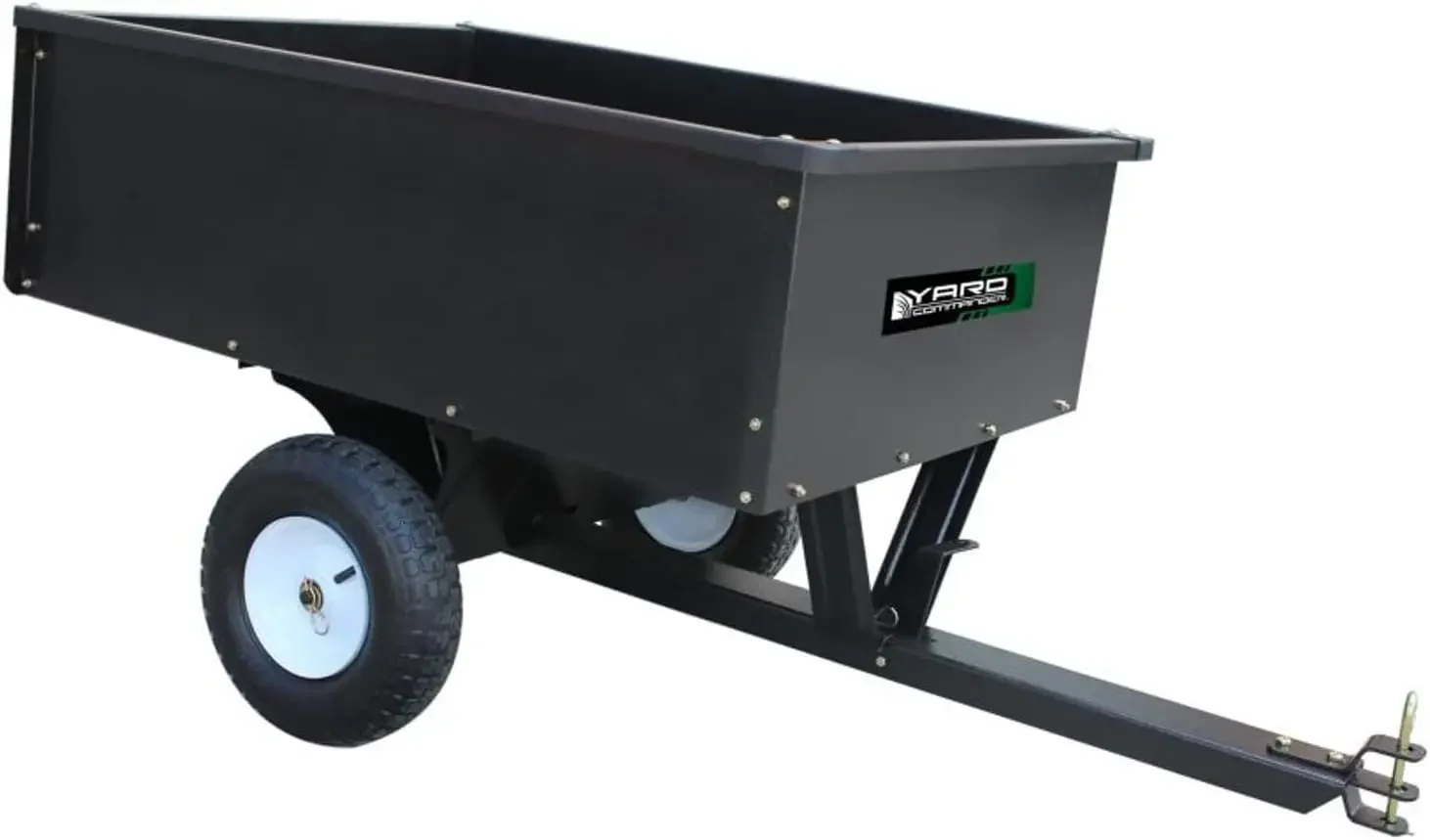 

Yard Commander - 400LB Heavy Duty Tow Behind ATV Trailer Steel Dump Cart - 10-Cubic Feet Capacity - Garden Utility Trailer