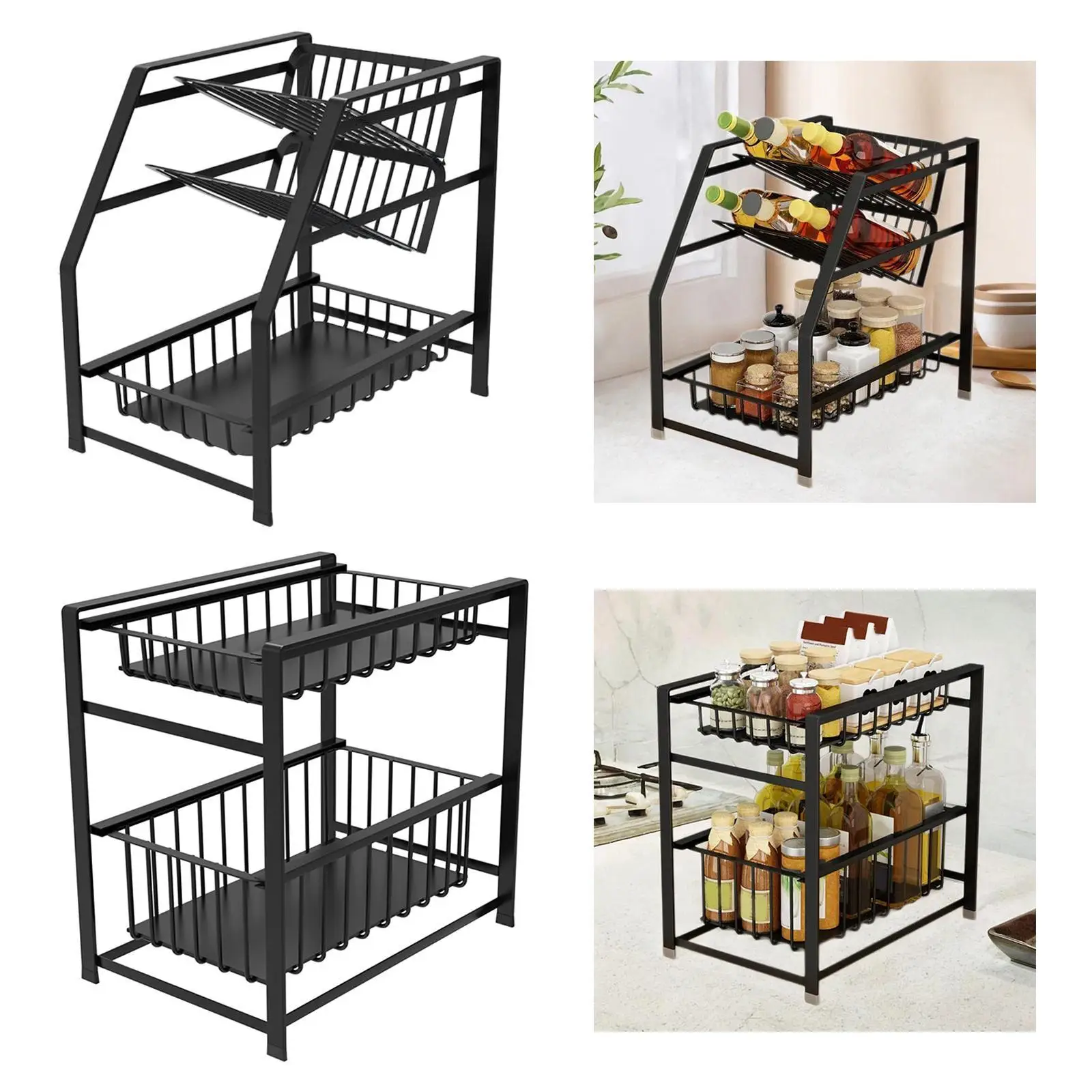 Kitchen Sink Organizer Slide Out Sink Shelf Stable Multipurpose Sink Storage