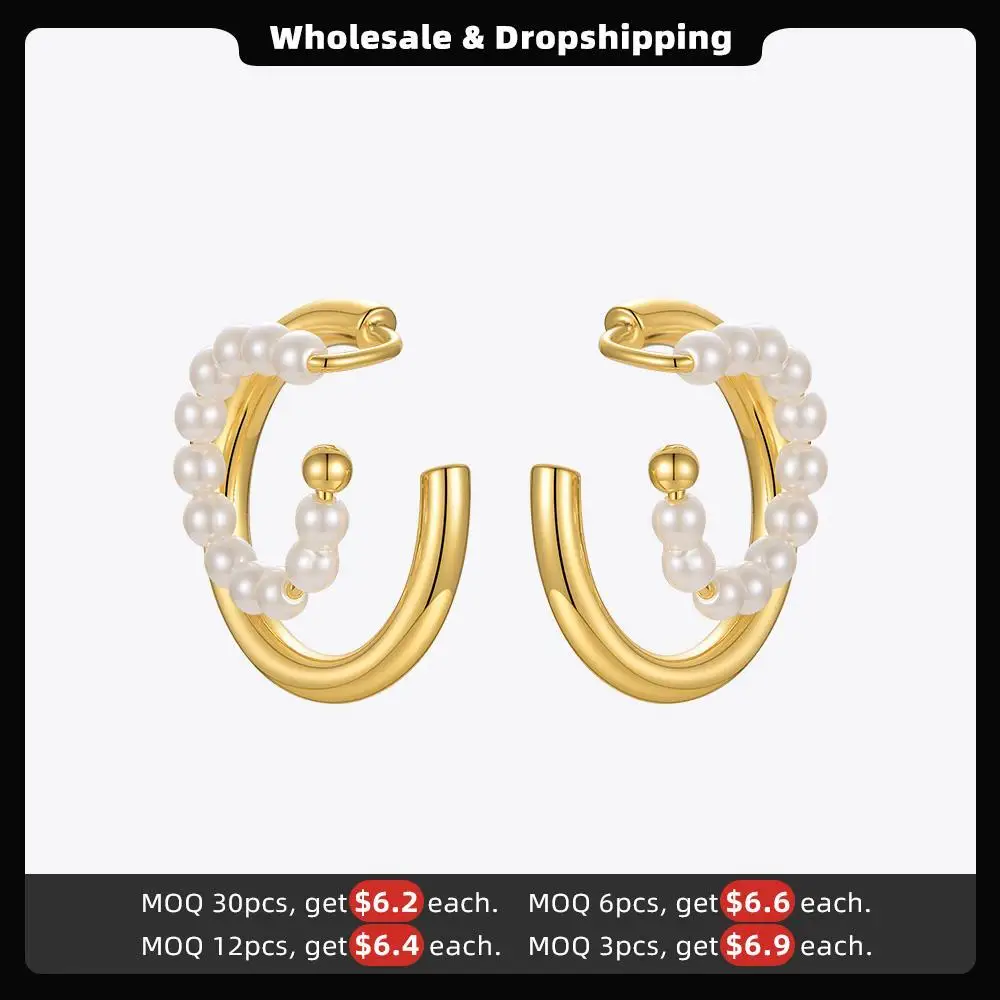 ENFASHION Cute Pearl Ear Cuff Clip Birthday Gift 2021 Earings Fashion Jewelry Boucle Oreille Femme Earrings For Women E211276