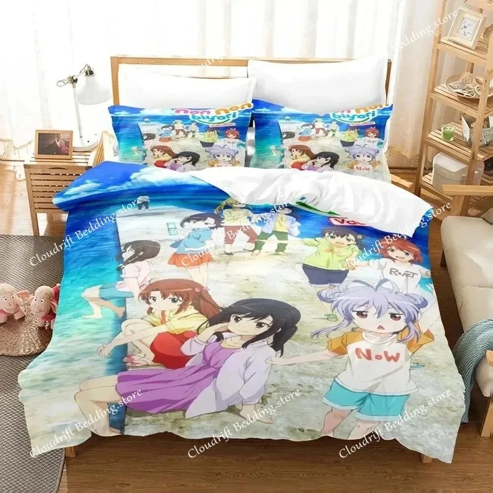 

3D Print Anime Non Non Biyori Bedding Set Duvet Cover Bed Set Quilt Cover Pillowcase Comforter king Queen Size Boys Adult
