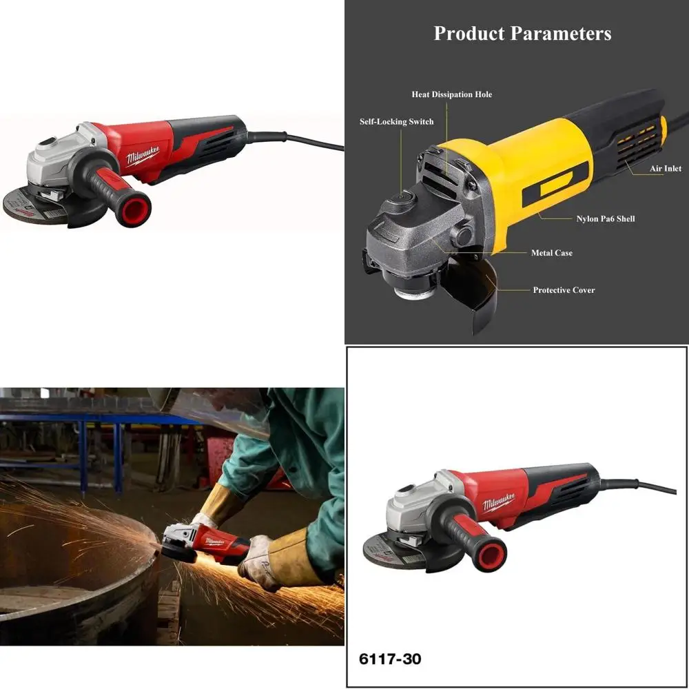 5-Inch 13-Amp Small Angle Grinder with Paddle Switch and Premium TPT Cart for Heavy-Duty Applications