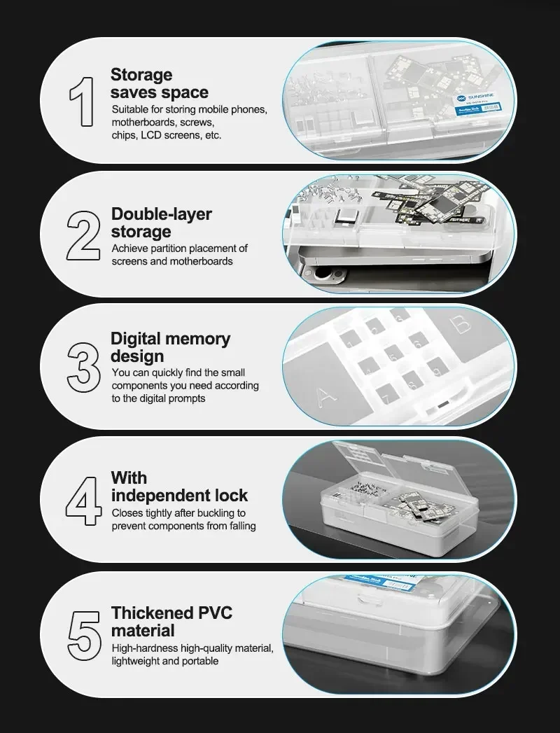 SUNSHINE SS-001A Pro Multi Functional Mobile Phone Repair Storage Box For Screws IC Parts LCD Smartphone Opening Tools Collector