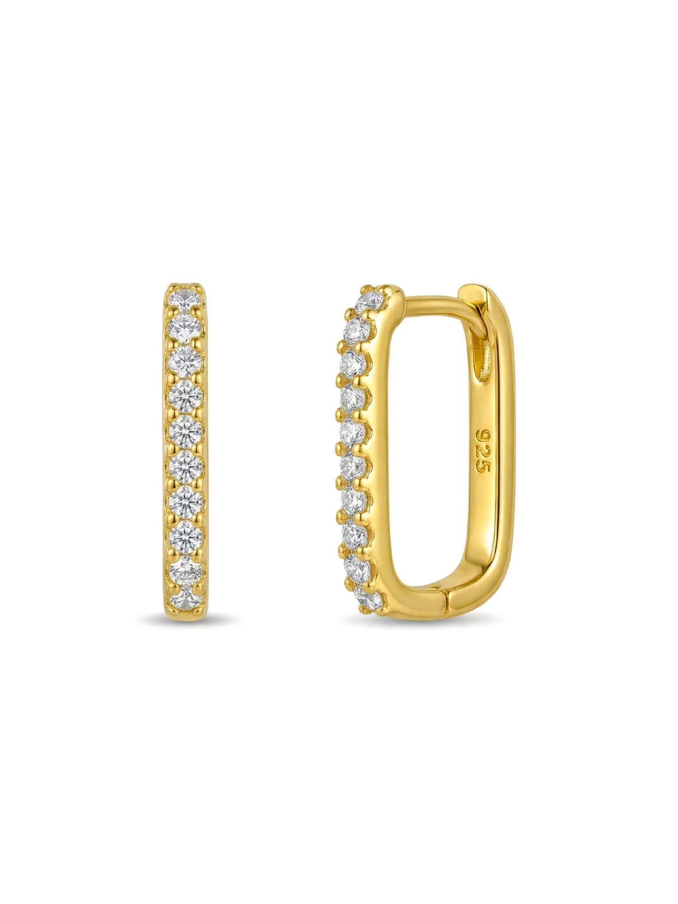 

Stylish 925 sterling silver 1.7cm hoop earrings with crystal zircon inlay. Upgraded larger size, shinier, firmer and more delica