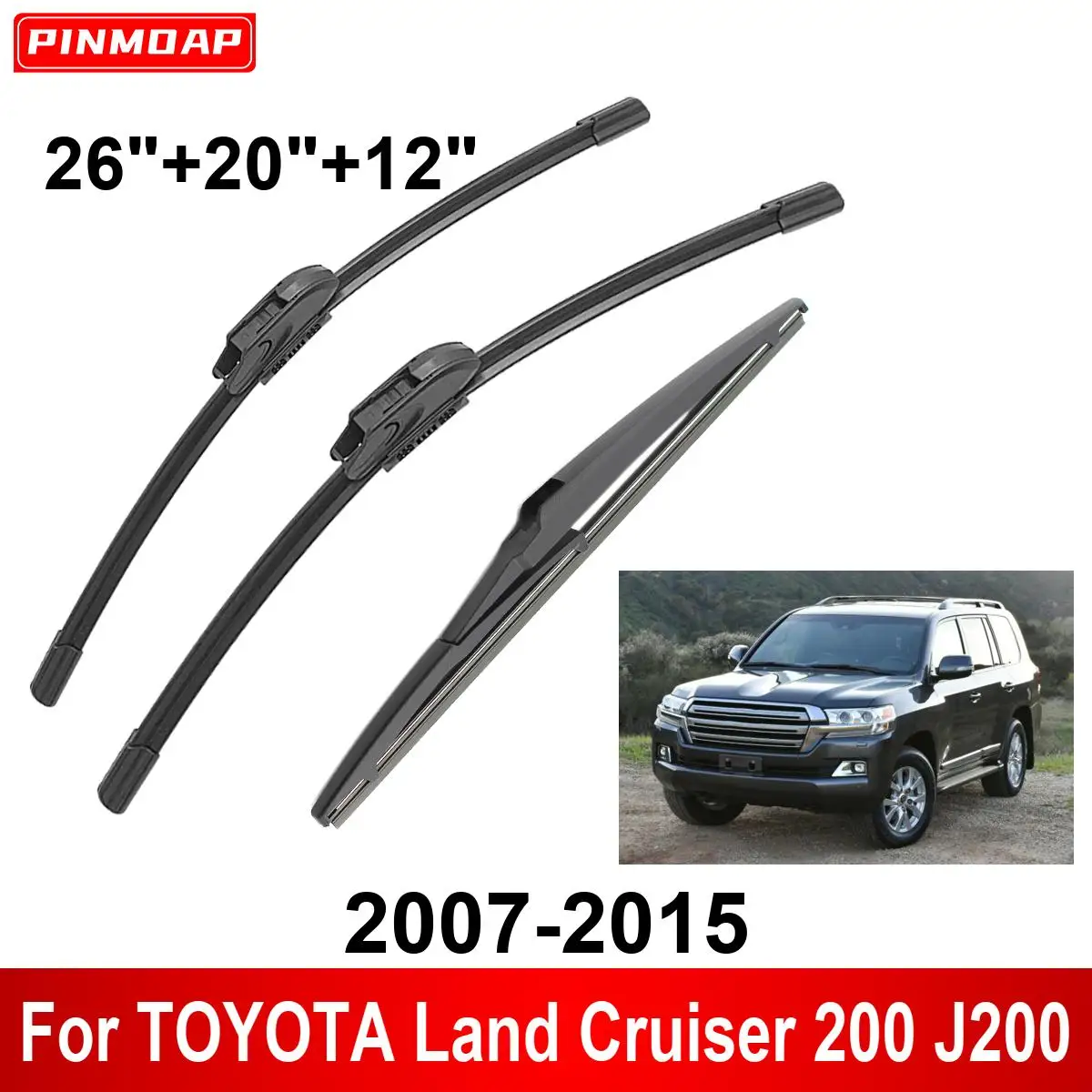 3PCS Car Wiper For TOYOTA Land Cruiser 200 J200 2007-2015 Front Rear Wiper Blades Brushes Auto Accessories 2007