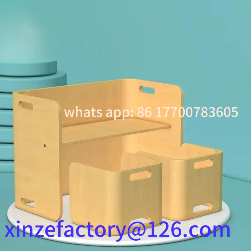 Customizable Kindertisch- und Stuhlset, multifunktionaler Esstischstuhl für Babys und Kindergarten aus massivem Holz