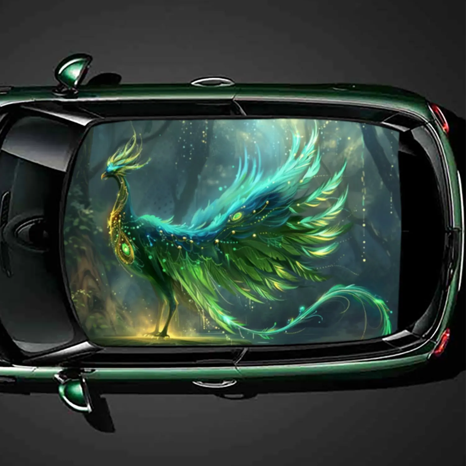 

Флуоресцентная виниловая пленка на крышу автомобиля из ПВХ Феникса, самоклеящаяся водонепроницаемая автомобильная наклейка, декоративная пленка против царапин для седана