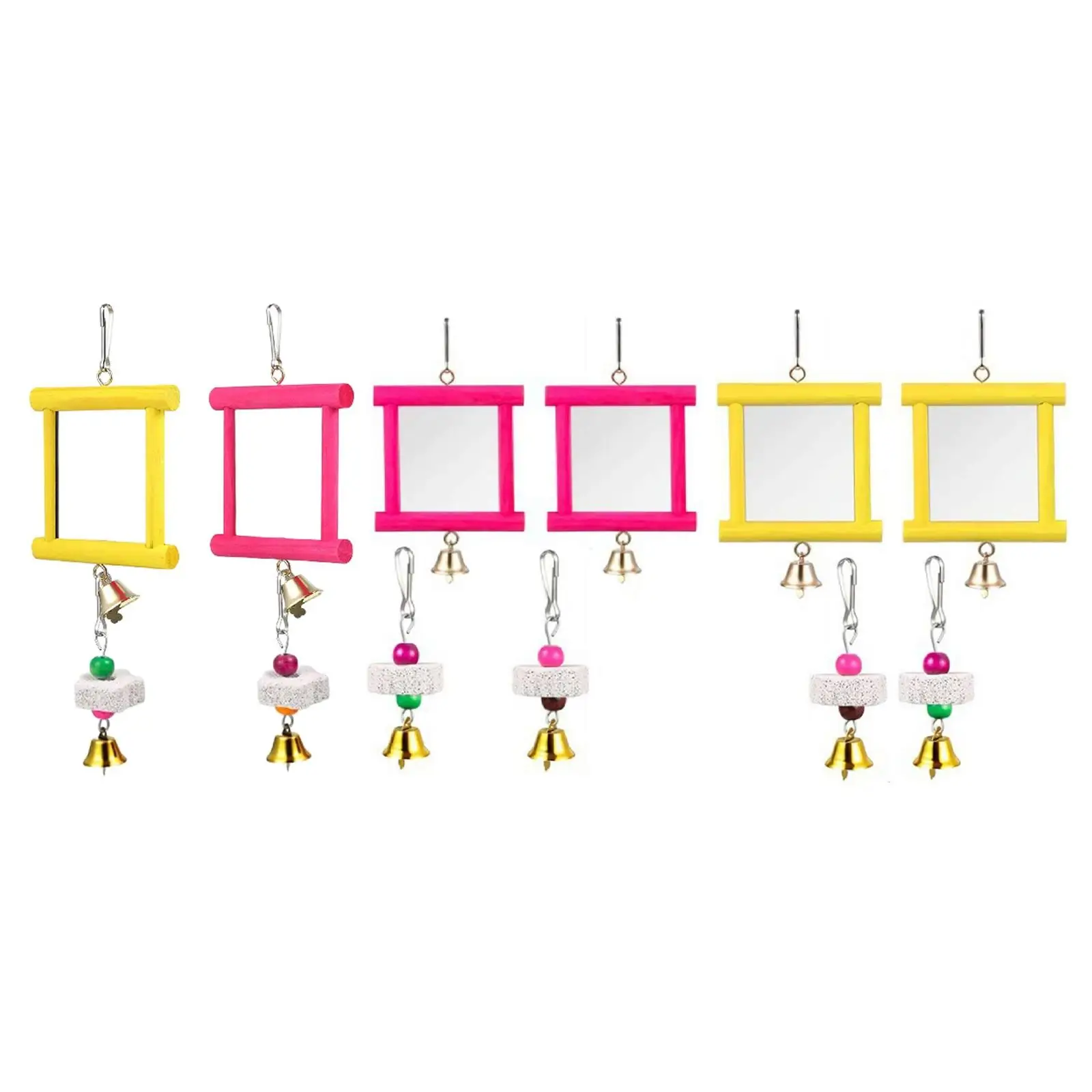 قطعتان من ألعاب مرآة الدجاج، لعبة التقطيع الخشبية منقار طحن الحجارة مع جرس للعب الأكواب