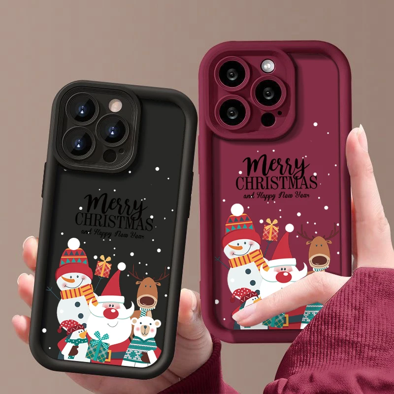 Christmas Pattern TPU Case For iPhone 16 Pro Max 15 14 Plus 13 12 11 Pro Max 7 8 XR X XS SE Shockproof Soft Silicone Phone Cover