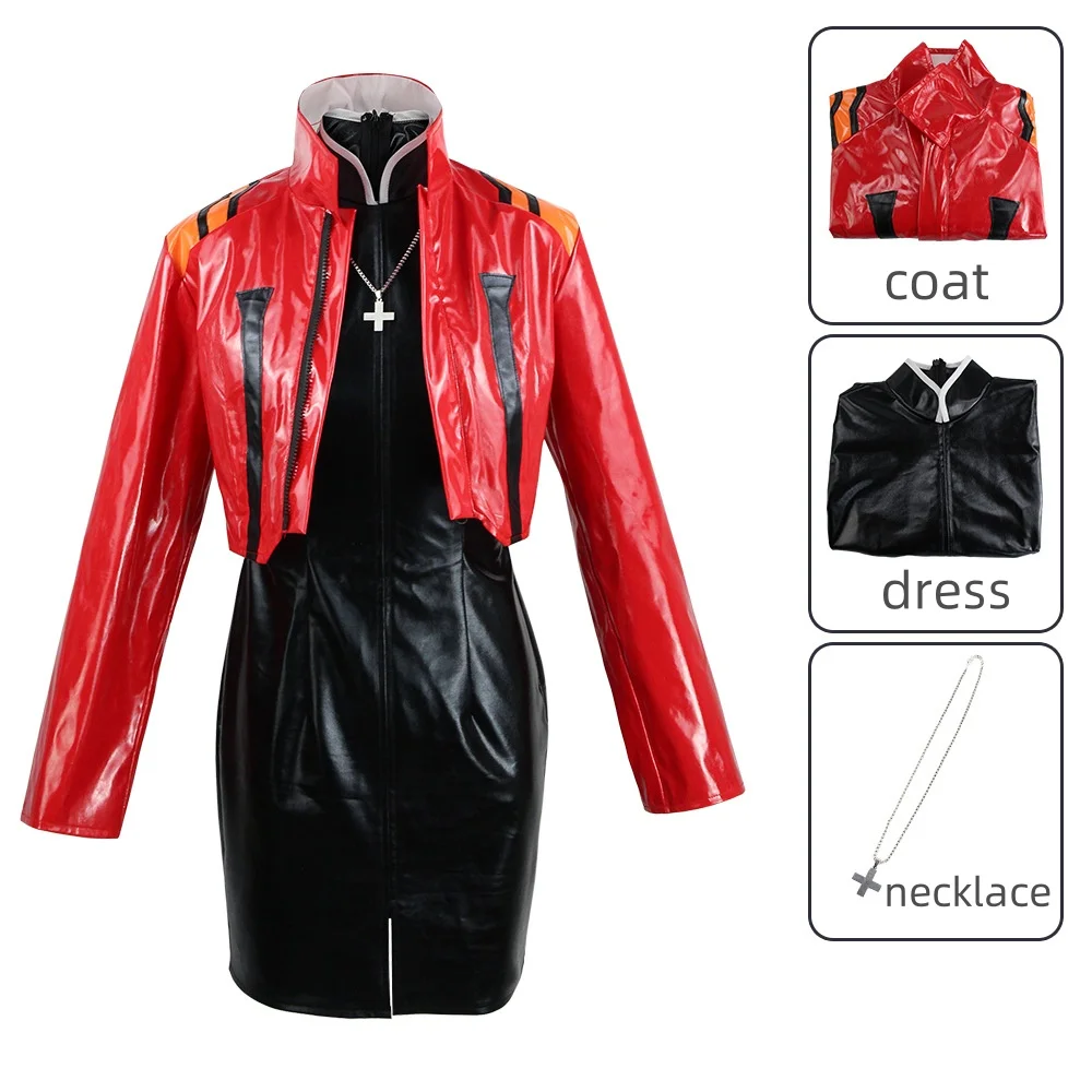 

Katsuragi Misato Cosplay Costume Anime EVA Katsuragi Misato Cosplay Red Jacket Dress Wig Uniform Halloween Party Costume 2025