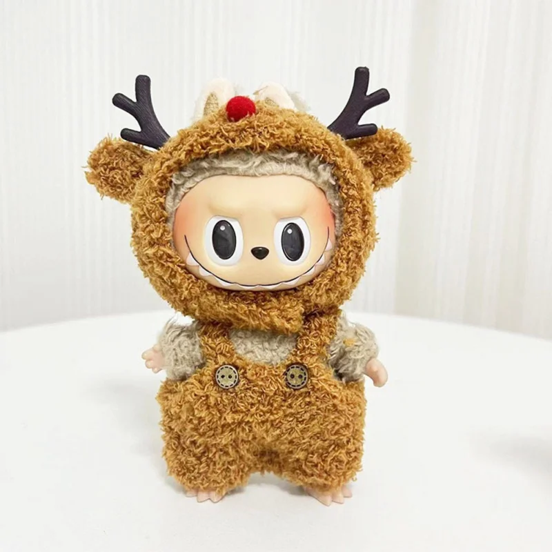 มอนสเตอร์ 5 รูปแบบ Labubu ตุ๊กตารูปตุ๊กตา Jumpsuit Series เช่นหมูและไดโนเสาร์น่ารัก Mini Plush Pure Handmade เสื้อผ้า