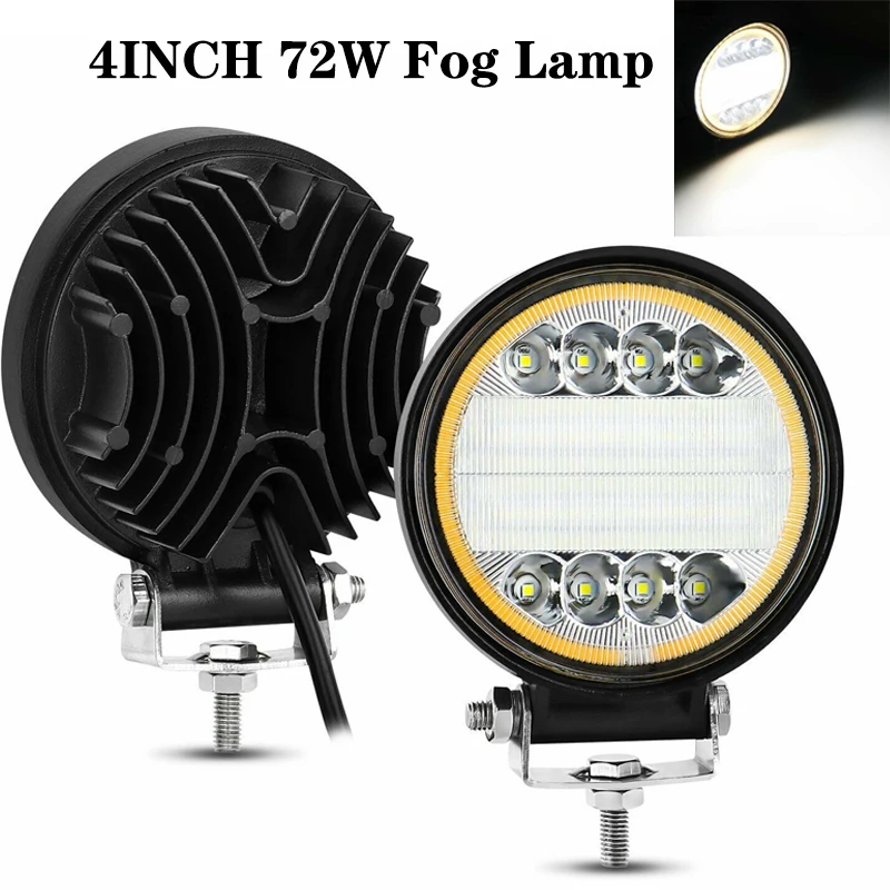 

2PCS 4INCH LED Work Light Combo Spot Flood Off Road Driving Amber Fog Lamp 12V 24V Headlights