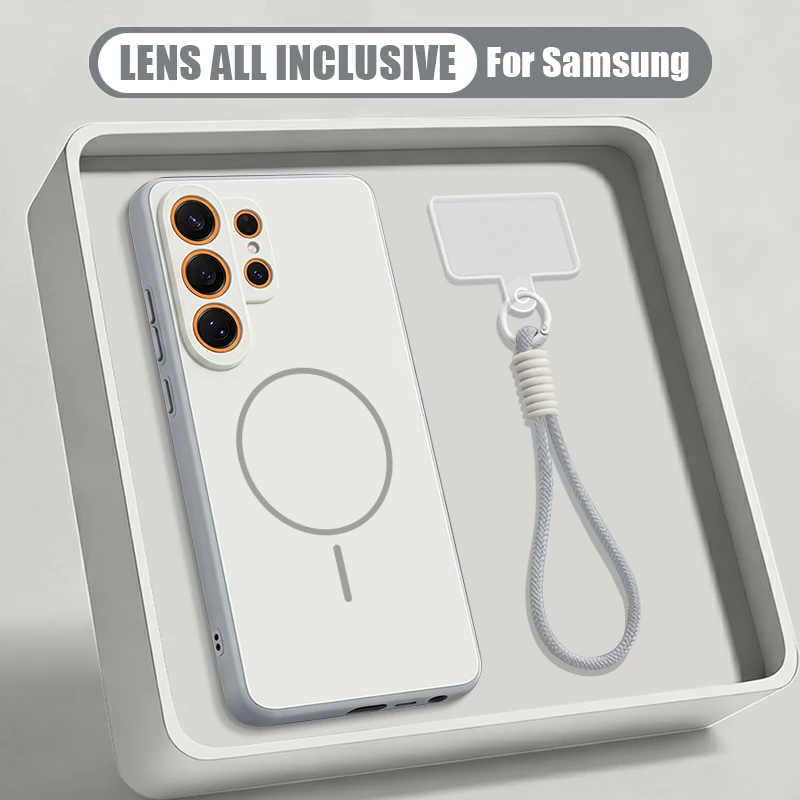 Funda magnética color candy para Samsung Galaxy S26 S25 Ultra Edge S24 S23 FE A17 A56 A37 A16 A55 A15 A36 A55, con cordón 2