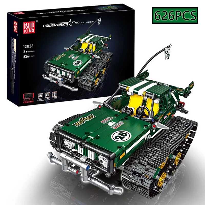 

626 деталей MOC RC Зеленый внедорожник на гусеничном ходу, интеллектуальная сборная модель, конструктор, развивающая игрушка-головоломка для детей, подарок