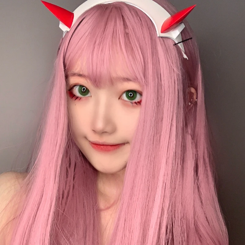 Perruque synthétique Harajuku Kawaii Lolita pour fille, cheveux longs et lisses, perruques de Costume de Cosplay + bonnet de perruque