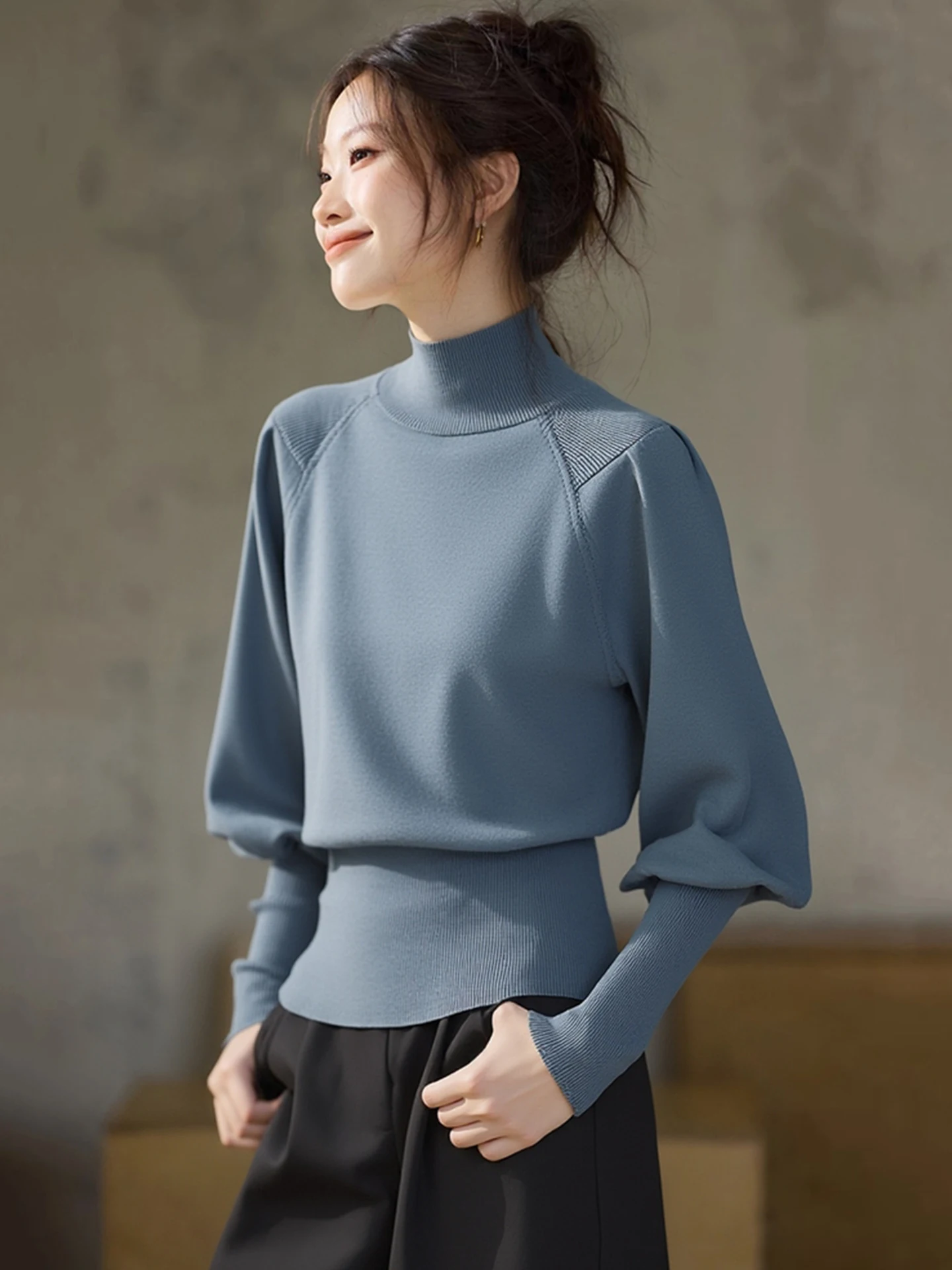 

Modern Commuter Thiened Skin-Friendly Long Sve Base irt Korean Sle Slim Fit Knitted Sweater Faionable Winter Top