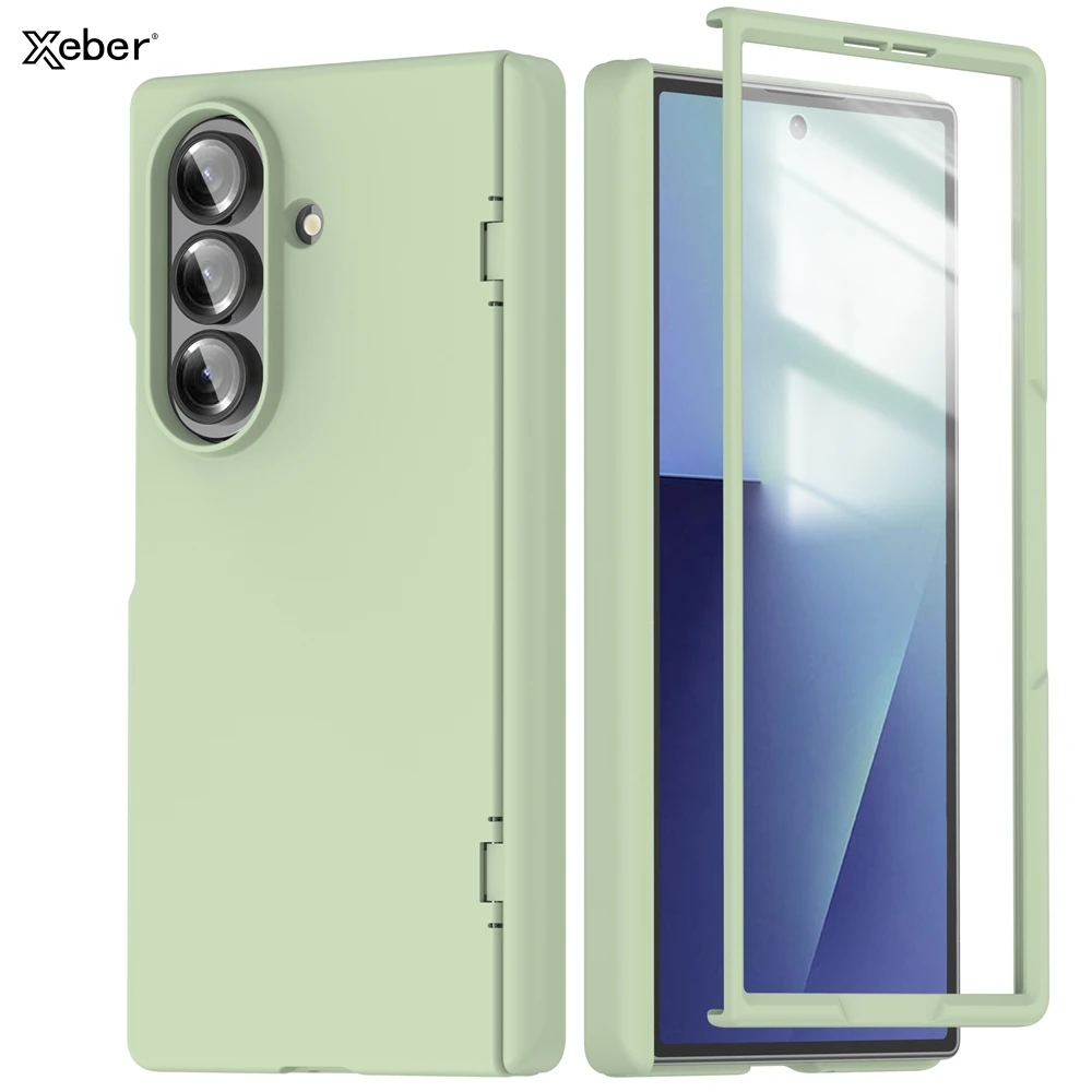 

For Samsung Galaxy Z Fold 7 Hinge Phone Case Solid Color Matte Magnetic Folding Protection Hard Cover With Screen Protector Film