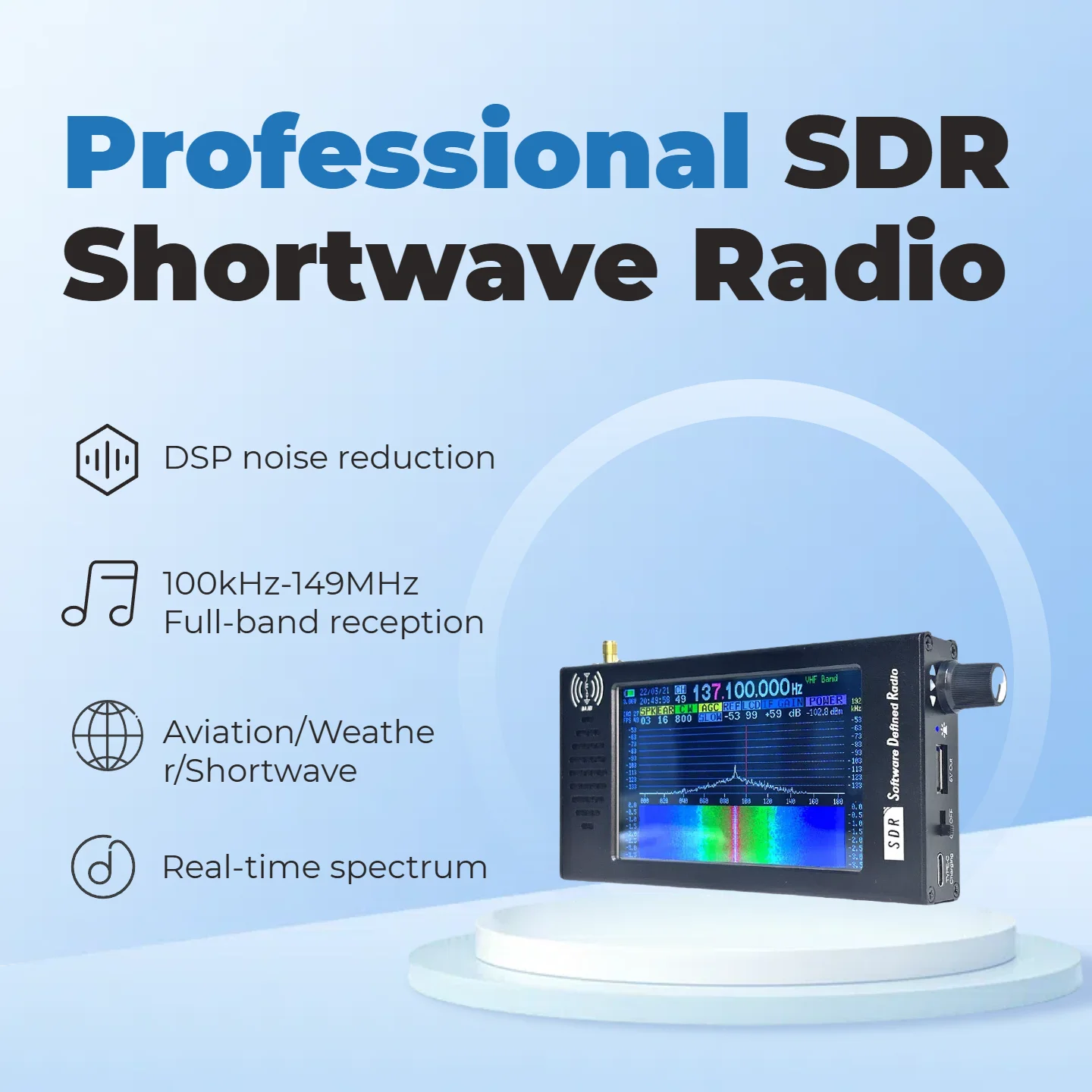 ‌SDR Multiband Receiver with Digital Demodulation: Shortwave, FM, MW, SSB, CW, HAM Radio