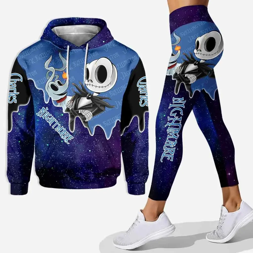 Jack Skellington Hoodie Leggings Set Womens Hoodie Set Yoga Pants Sweatpants Women Disney Yoga Hoodie Leggings Fashion Tracksuit