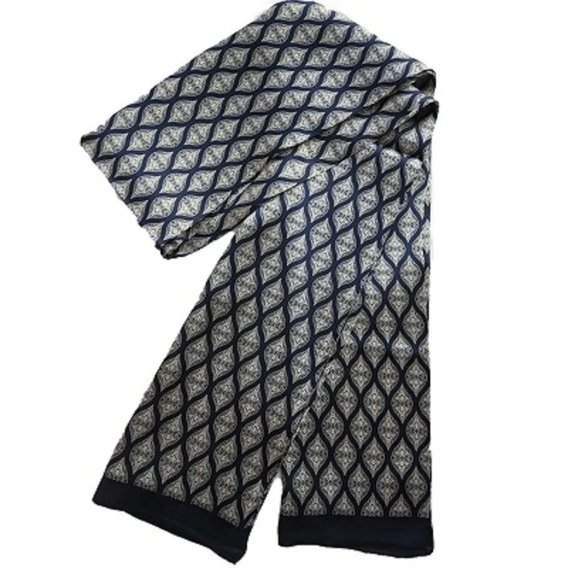 

FEIMANYUAN100 Silk Scarf Men Double Layer Long Neckerchief Cravat Rhombic Red Blue