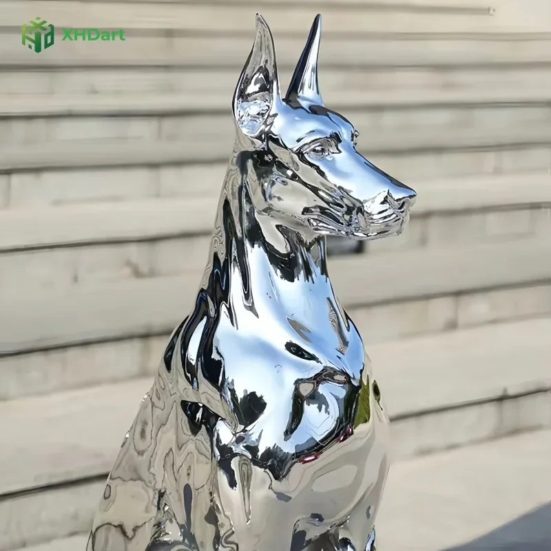 Nn Mirror stainless steel Dobbin dog garden park lawn villa store hotel high-end landscape sculpture decoration ornaments for ho