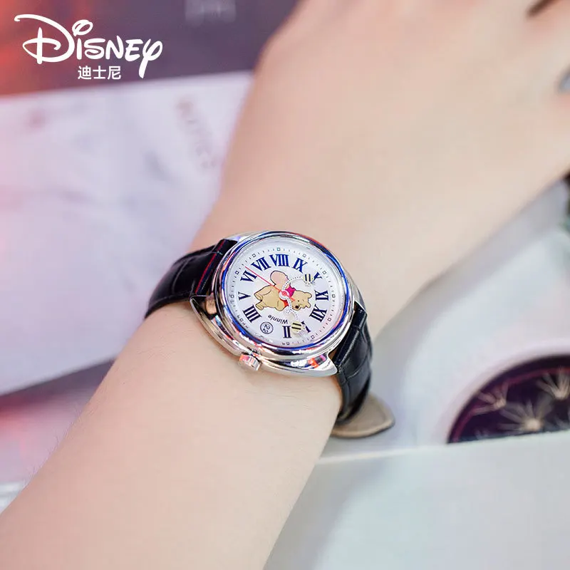 Disney Original Unisex Lady Girl Quartz Wristwatch Winnie The Pooh Bees Cartoon Japan Men Women Clock Date Waterproof Luminous