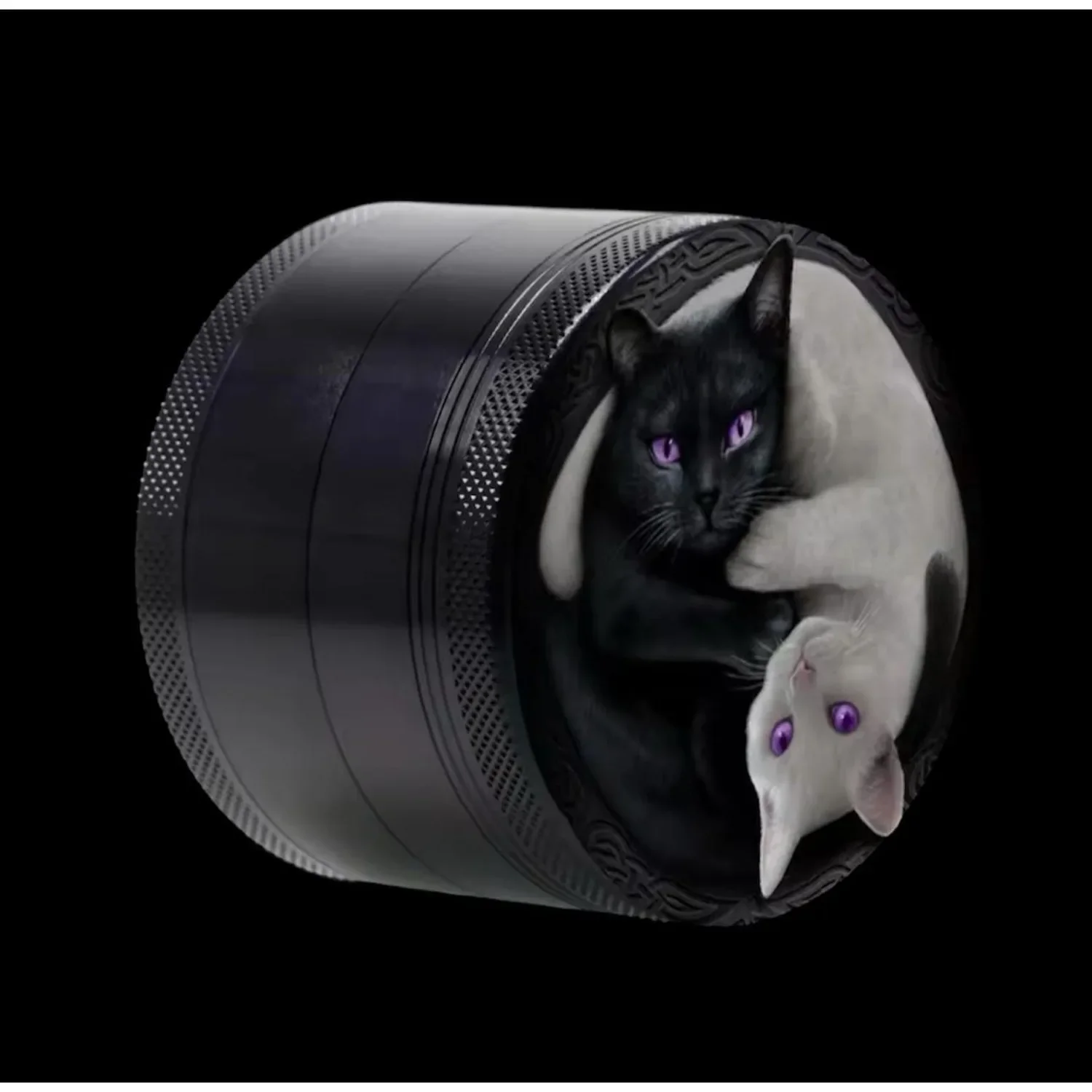 

2" Black White Cats Metal Herb Crusher Grinder
