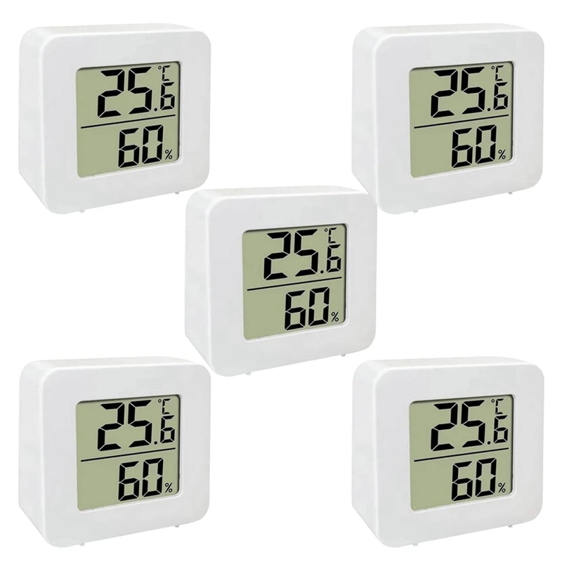 

5 Pack Mini Digital LCD Display Temperature Humidity Meter Sensor Wall Mounted Indoor Room Weather Gauge Tools Easy To Use