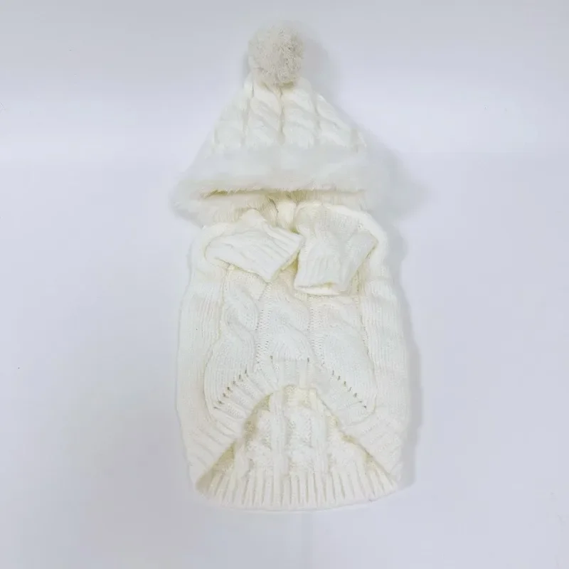 Dog Autumn/Winter Knitted Hoodie Warm Sweater Small Dog Hair Ball Sweater Cat Schnauzer Plush Hat Puppy Clothes Dog Sweater