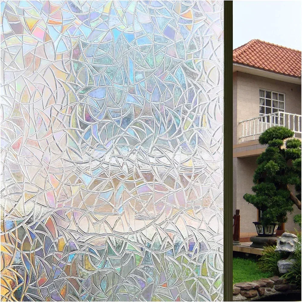 

Window Privacy Film, Stained ,Rainbow Decorative Window Cling, Sun Blocking Static Cling Window Stickers,Window Cover,autohesion