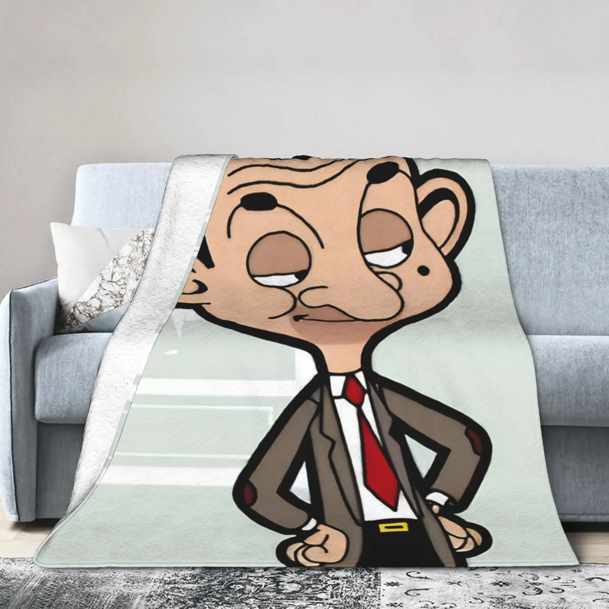 Mr. Beans Funny Cartoon  Blankets  Wool Funny Warm Throw Blankets for Home All Season,