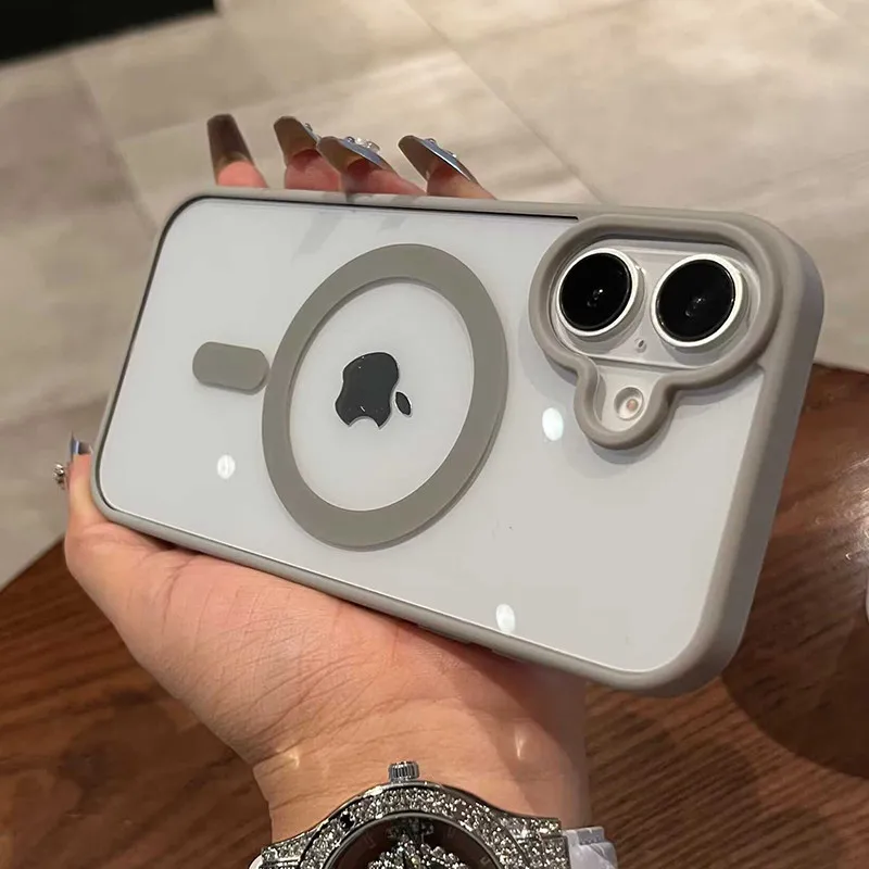 Funda transparente de lujo para Magsafe para iPhone 11 12 13 14 15 16 17 Pro Max Mini Plus, cubierta magnética con parachoques para carga inalámbrica 6