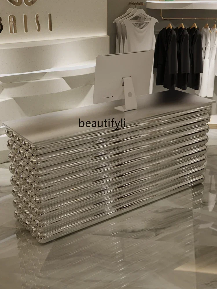 

yj7 Asmt52 luxury stainless steel checkout page clothing store store store small counter beauty salon reception table restaurant
