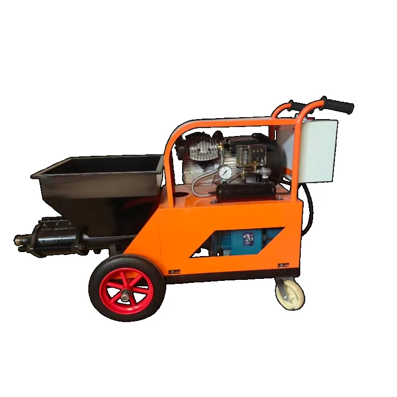 Stable Structure Powerful Mortar Spraying Machine Engine Pump 40L Hopper 20m Vertical/10m Horizontal Conveying Mobile Wheels