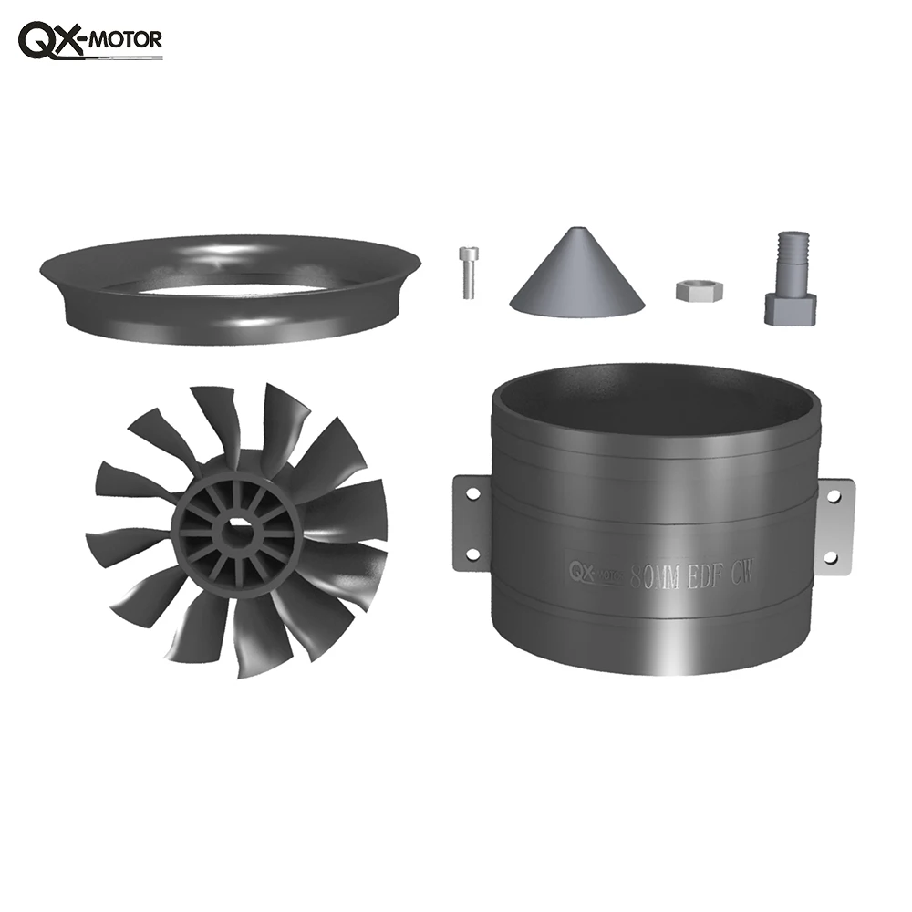 QX-MOTOR 80mm EDF with Metal Brushless Motor 1000kv 2000kv CW CCW 12 Blades Ducted Fan for FMS / FREEWING RC Airplane image 3