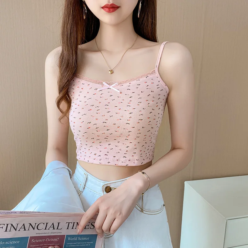 

Camisole Women's 2024 Summer New Style Girl Japanese Style Inner Wear Lace Floral Small Suspender Outer Top Bottoming Shirt