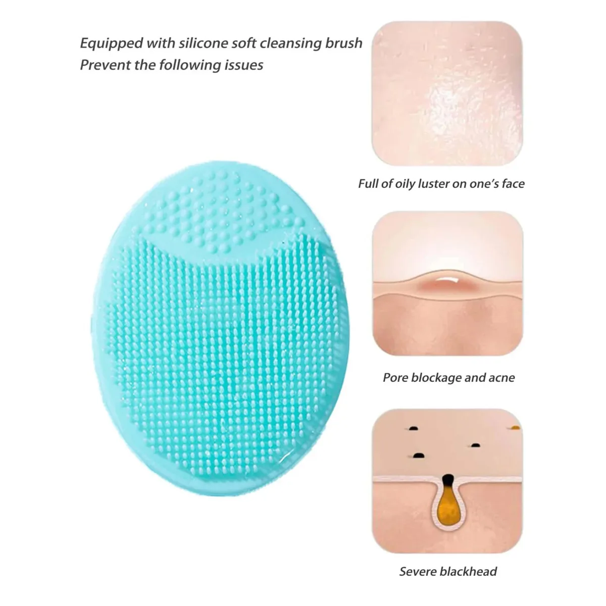 5pcs Soft Silicone Face Brush Cleanser And Massager Portable Manual Facial Cleansing Brush Exfoliating Scrubber Bath Brush