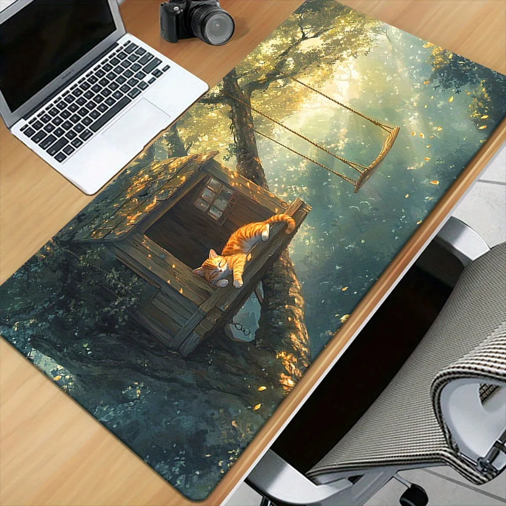 Minimal Extended Mouse Pad Premium Desk Mat Soft Cloth Surface Natural Rubber Base for Computer PC Laptop Keyboard Work Work and