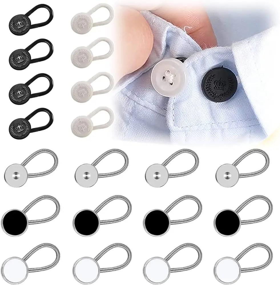 20Pcs Collar Extenders Metal Buttons Jeans Pants Waist Stretch Shirt Suit Tie Neck Expanders Flexible Lock Lengthen Buckle Gift