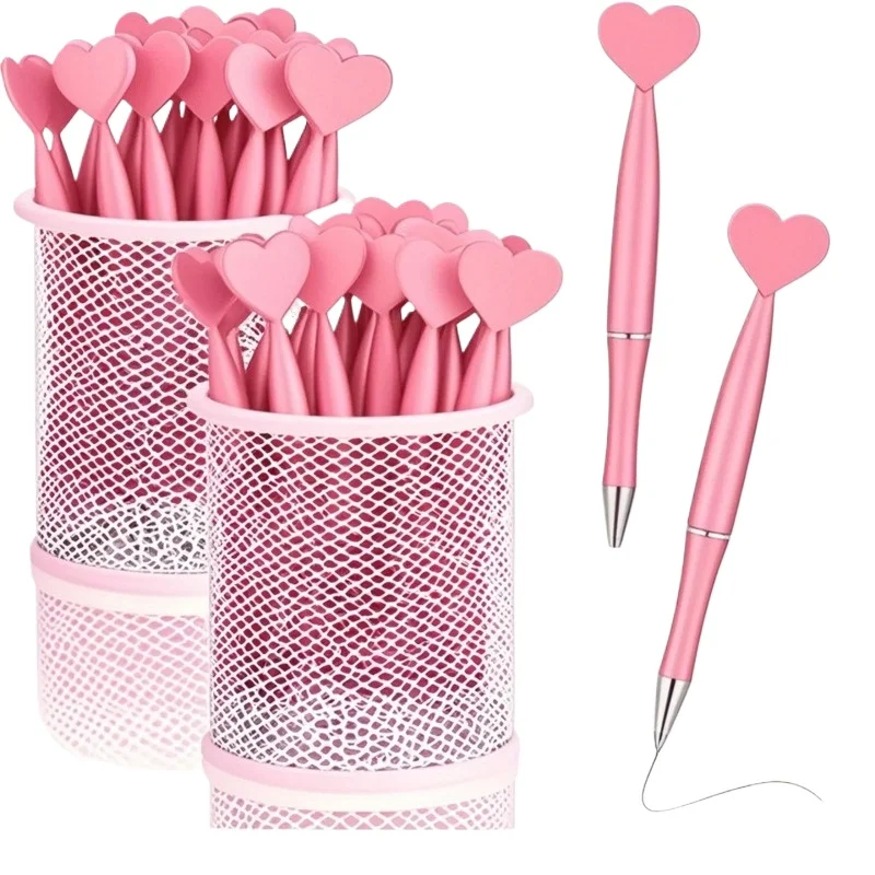 Pink Heart-Shaped Pen Tips with Black Ink, Suitable for Love and Romance, Mother's Day Gifts, Study and Office Supplies