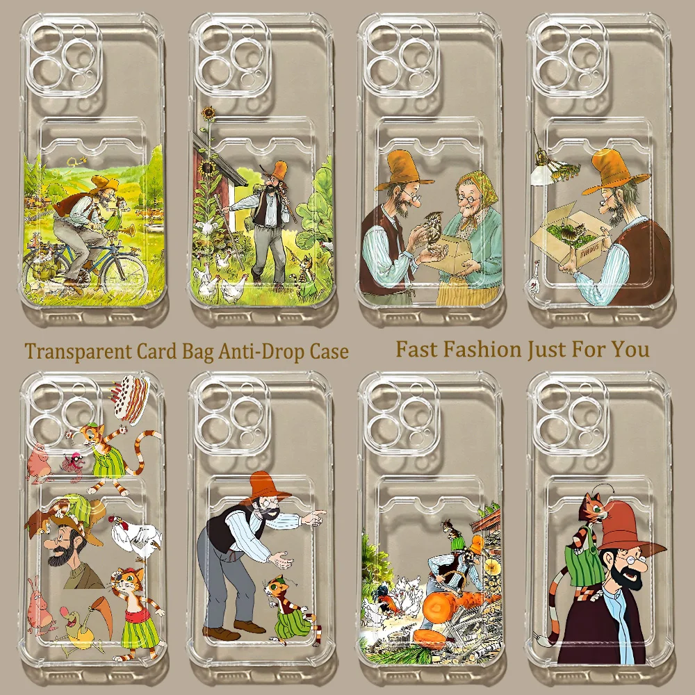 HOT Cartoon Pettersson und Findus Card Hold Case for Samsung Galaxy A17 A07 A56 A36 A26 A24 A14 A54 A15 A25 A34 A23 4G 5G Cover