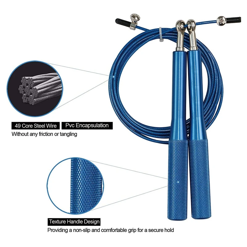 High Speed Jump Rope Swivel Dual Bearing Adjustable Anti-Slip Aluminum Handle Skipping Rope For Fitness