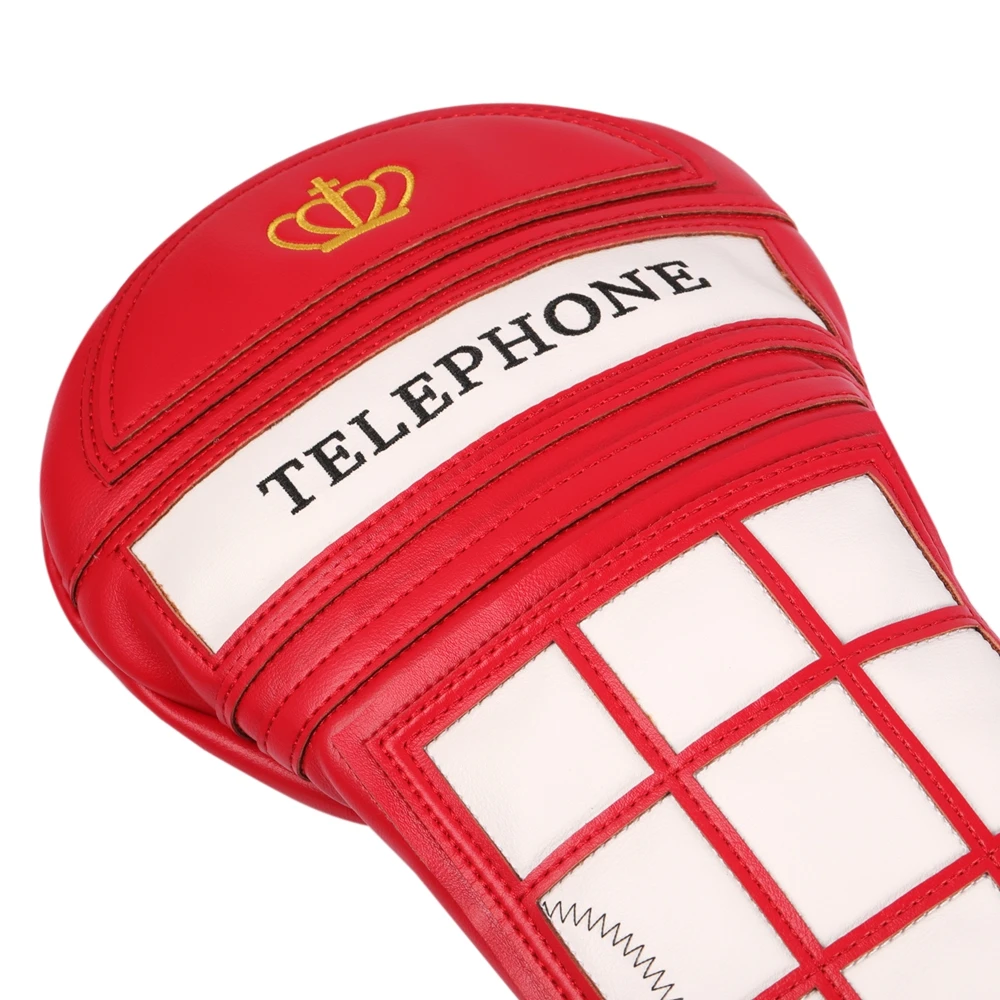Telephone Booth Design Leather Patch Golf Headcover for 460CC Driver Cover image 3