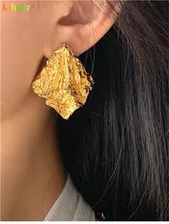 2022 New European and American vintage tin foil pleated earrings women's fashion irregular temperament earrings earrings tide