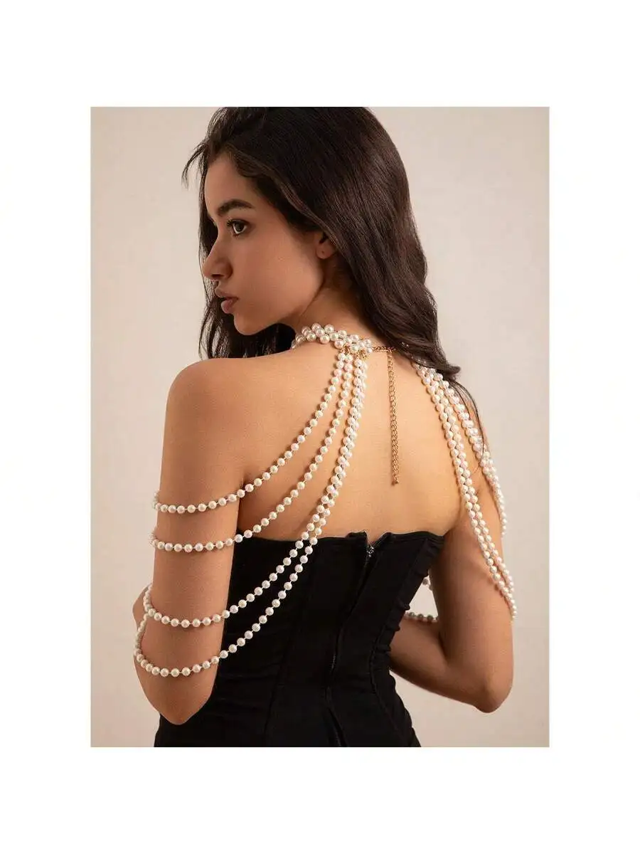 

Elegant Multi Layered Pearl Shoulder Chain For Women Vintage Style