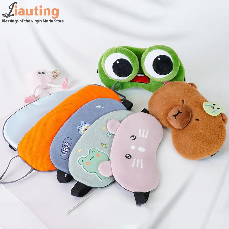 Cartoon Kawaii Lunch Nap Eye Protection Eye Patch Cute Creative Plush Capybara Ice Compress Light-blocking Eye Mask Gifts