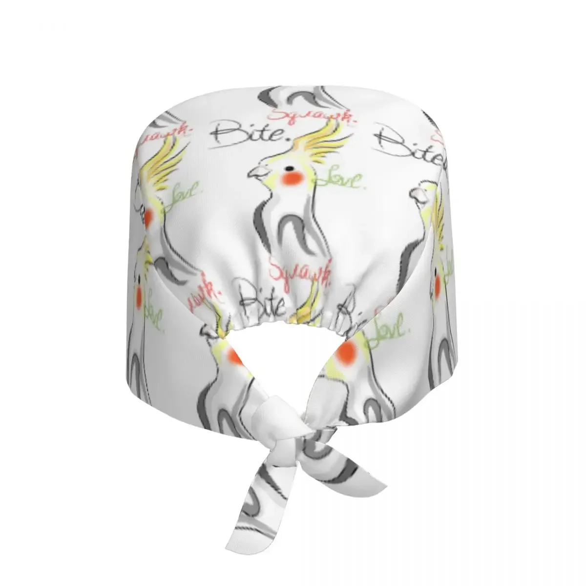 Cockatoo Cockatiel Parrot Squawk Bite Love Scrub Hat Doctor Working Surgical Cap Unisex Adjustable Nursing Caps for Dentist
