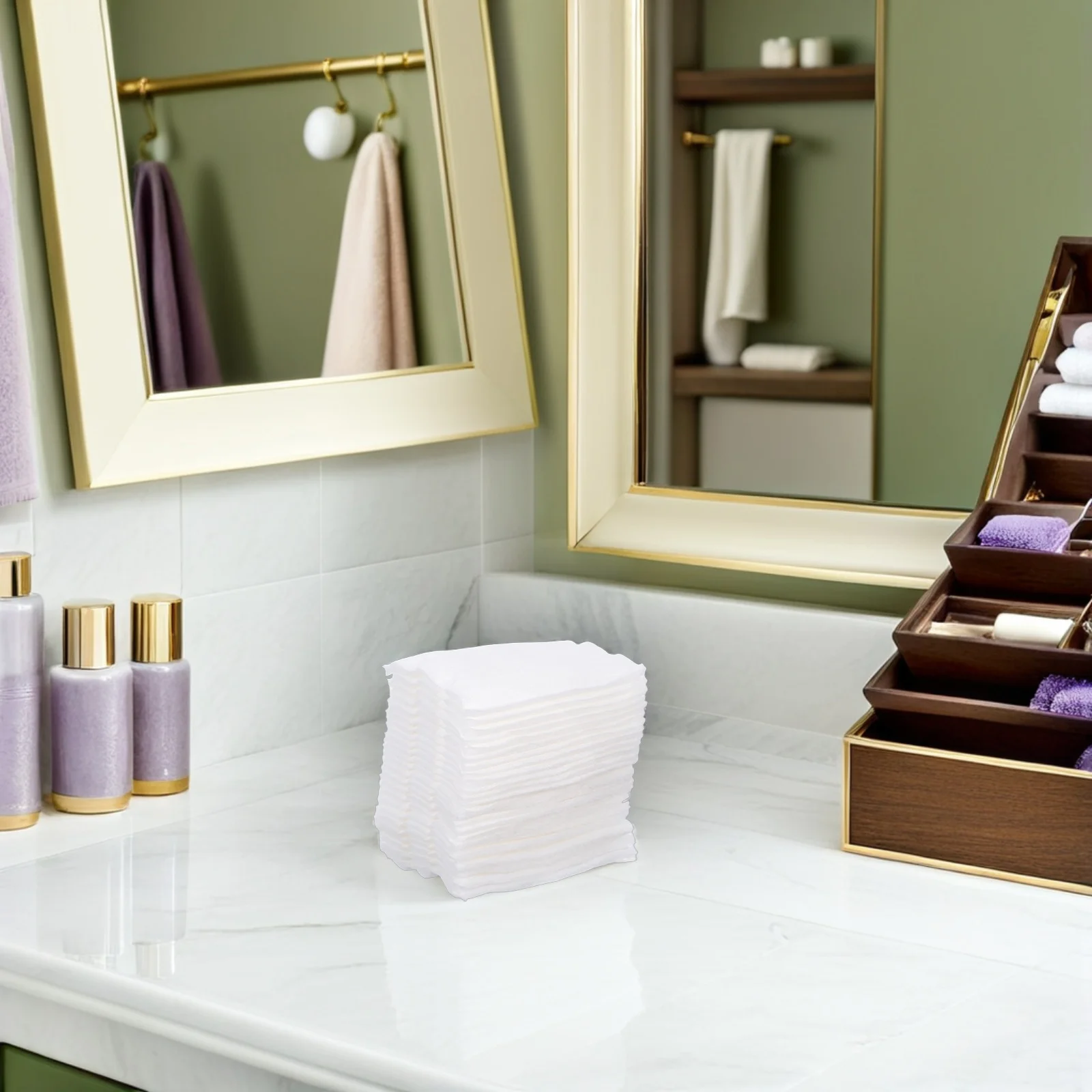 220 قطعة من وسادات قطنية للمكياج للوجه على الوجهين للعناية ببشرة الوجه وإزالة المكياج وخفيفة الوزن ومحمولة #4