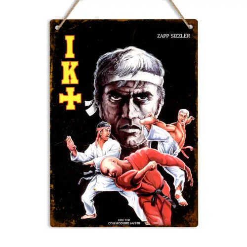 International Karate + Vintage Metal Sign Plaque Commodore Retro Gaming Man Cave