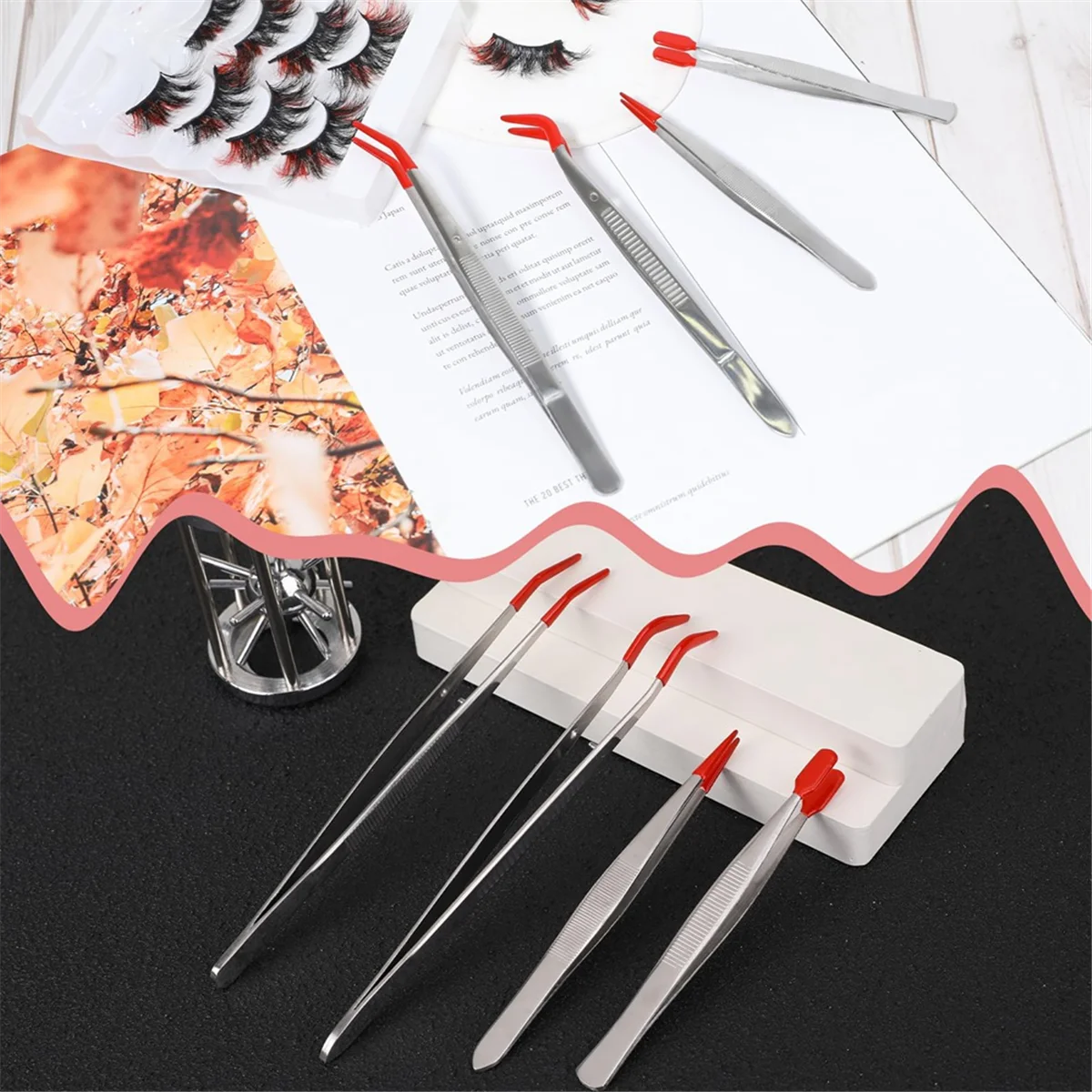 4Pieces Tweezers with Rubber Tips Tweezers PVC Coated Tweezers Set, Rubber Straight Tip Tweezers Rubber Flat Tip Tweezer